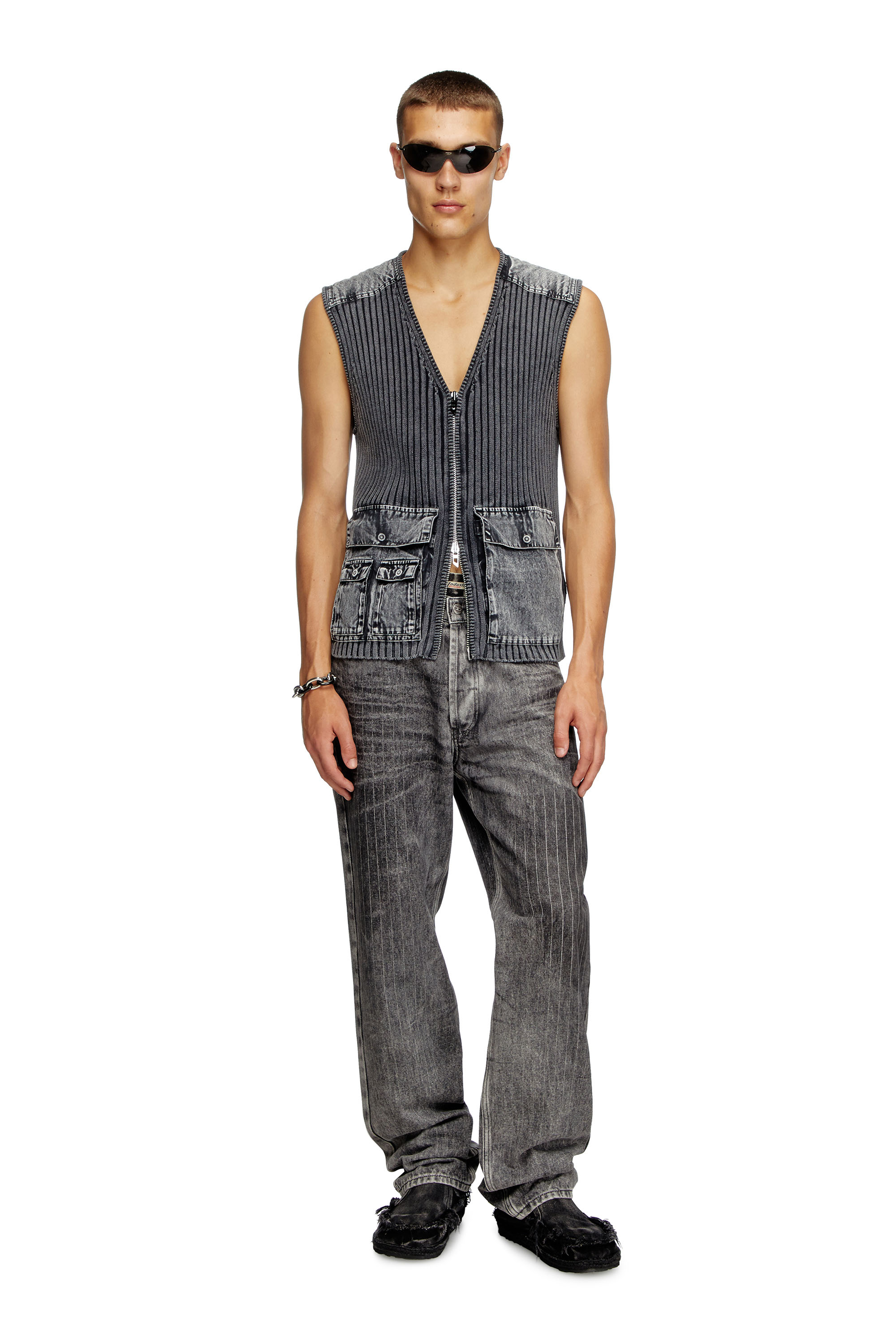 K-MARGIE, Dark grey Diesel - K-MARGIE, Man's Utility vest with contrast panels in Dark grey - 1