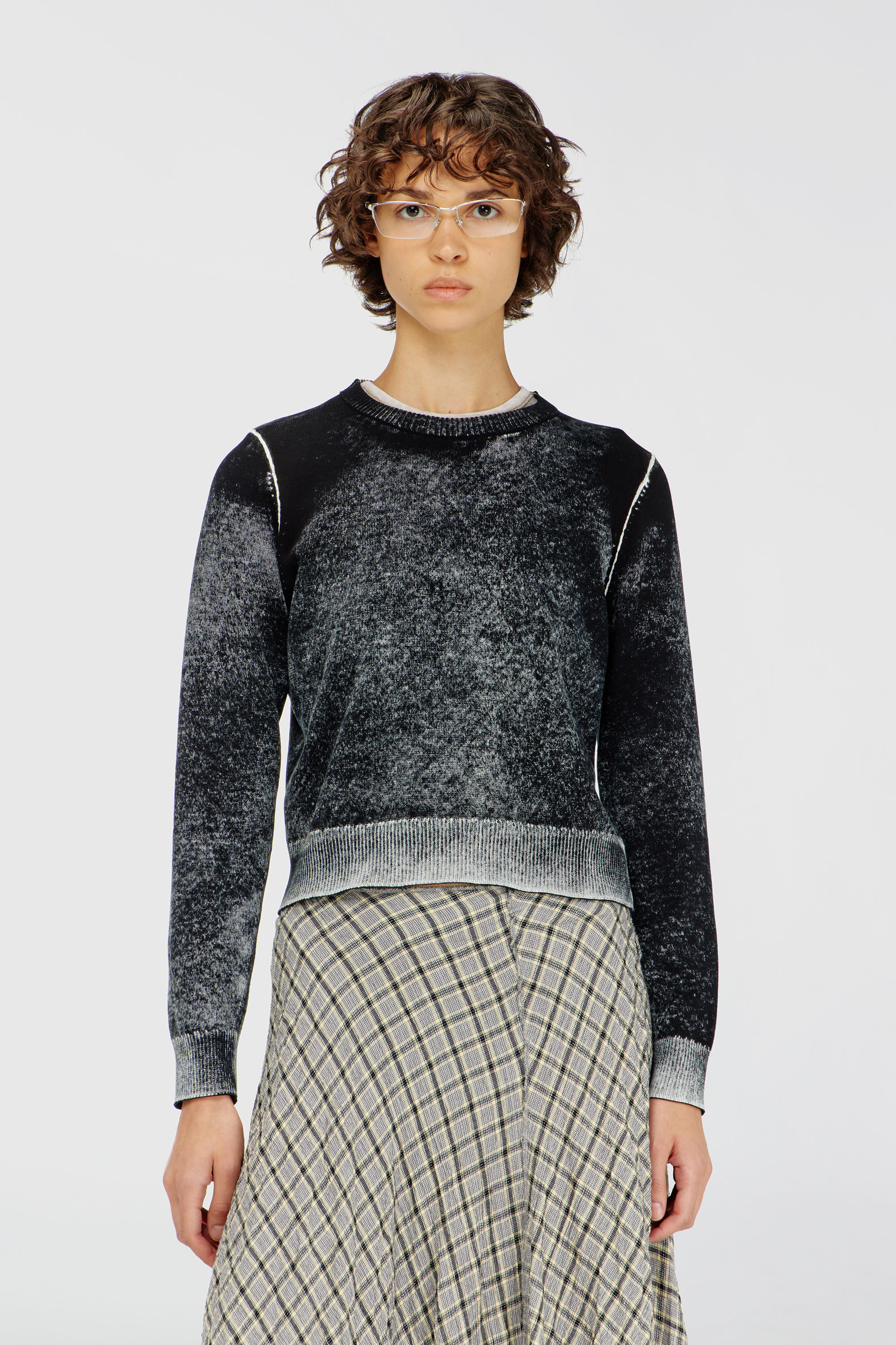Diesel - M-LOVRE, Woman's Jumper with faded reverse print in Grey/Black - 1
