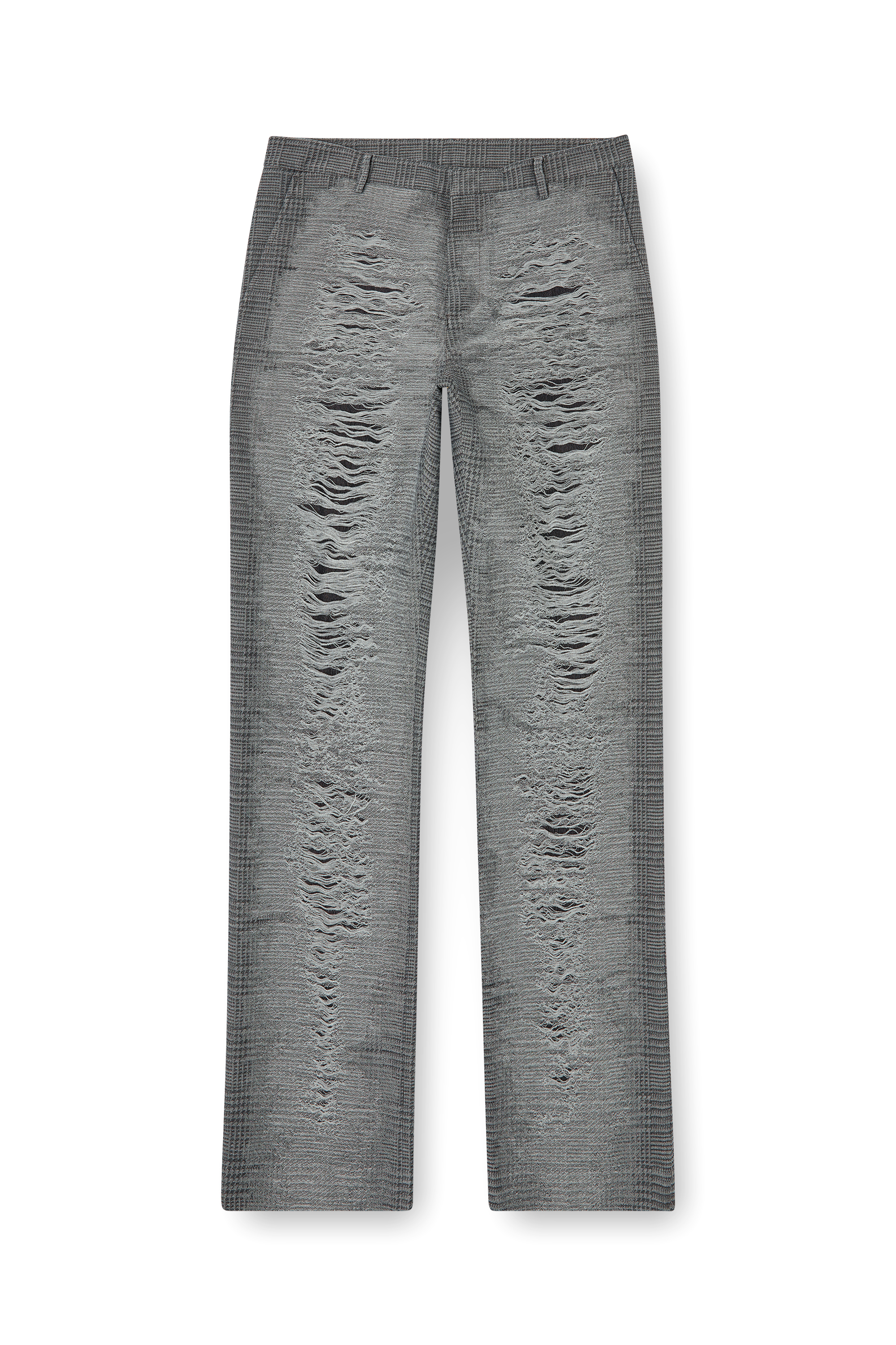 Diesel - P-BOIX, Man's Checked pants with slashed front in Grey - 3