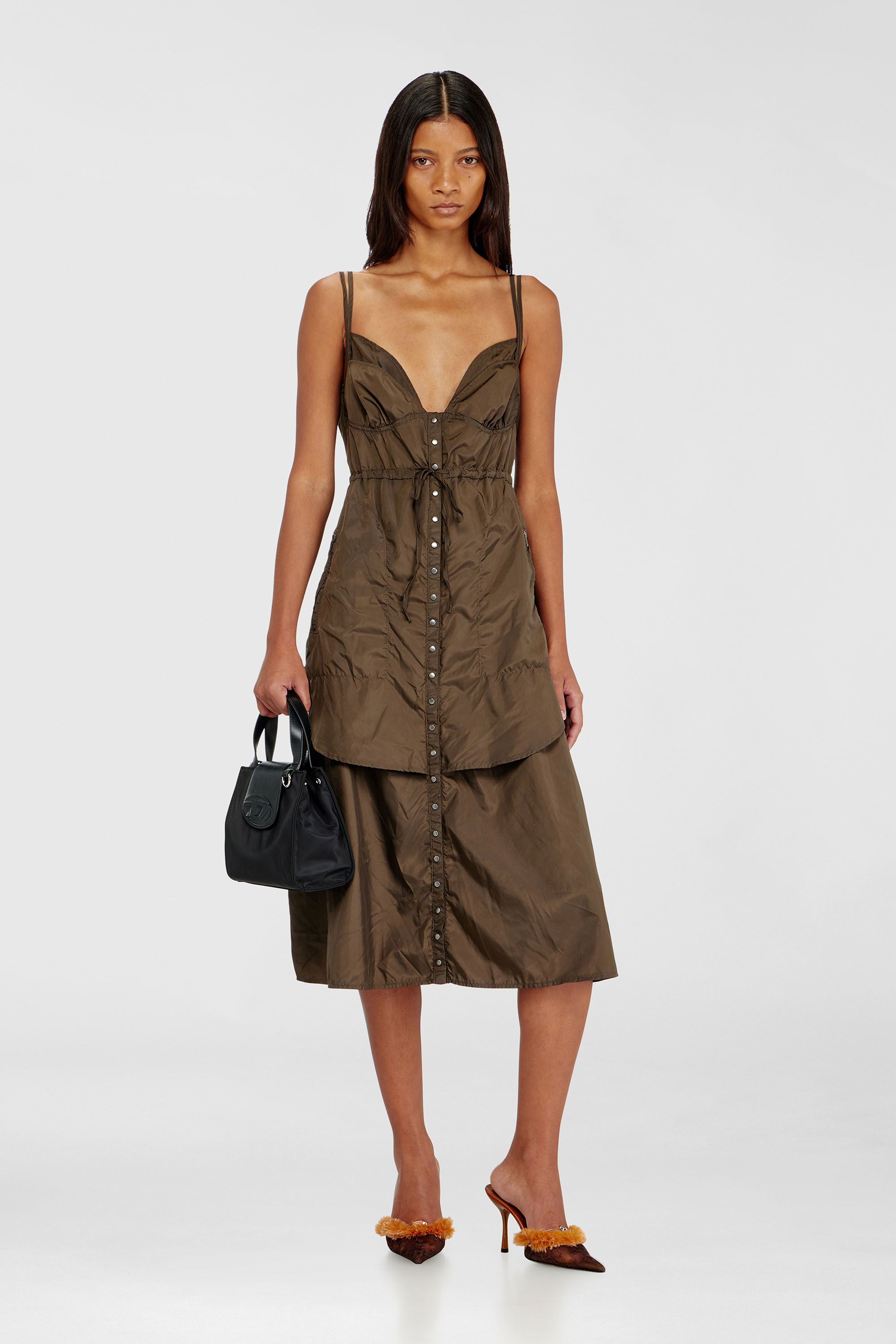 Lightweight nylon dress with layered design
