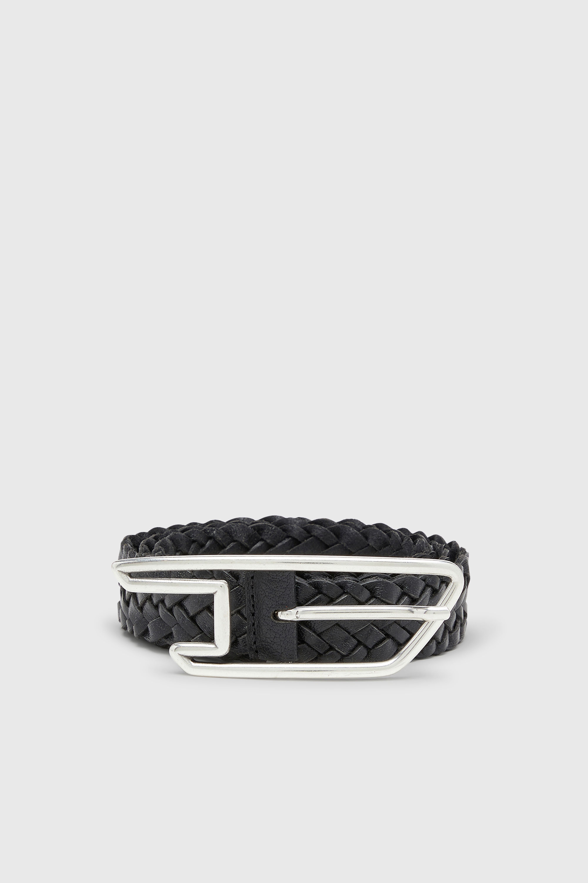 Diesel - B-D LINE 30 BRAIDERED, Unisex's 3 cm belt in braided leather in Black - 1