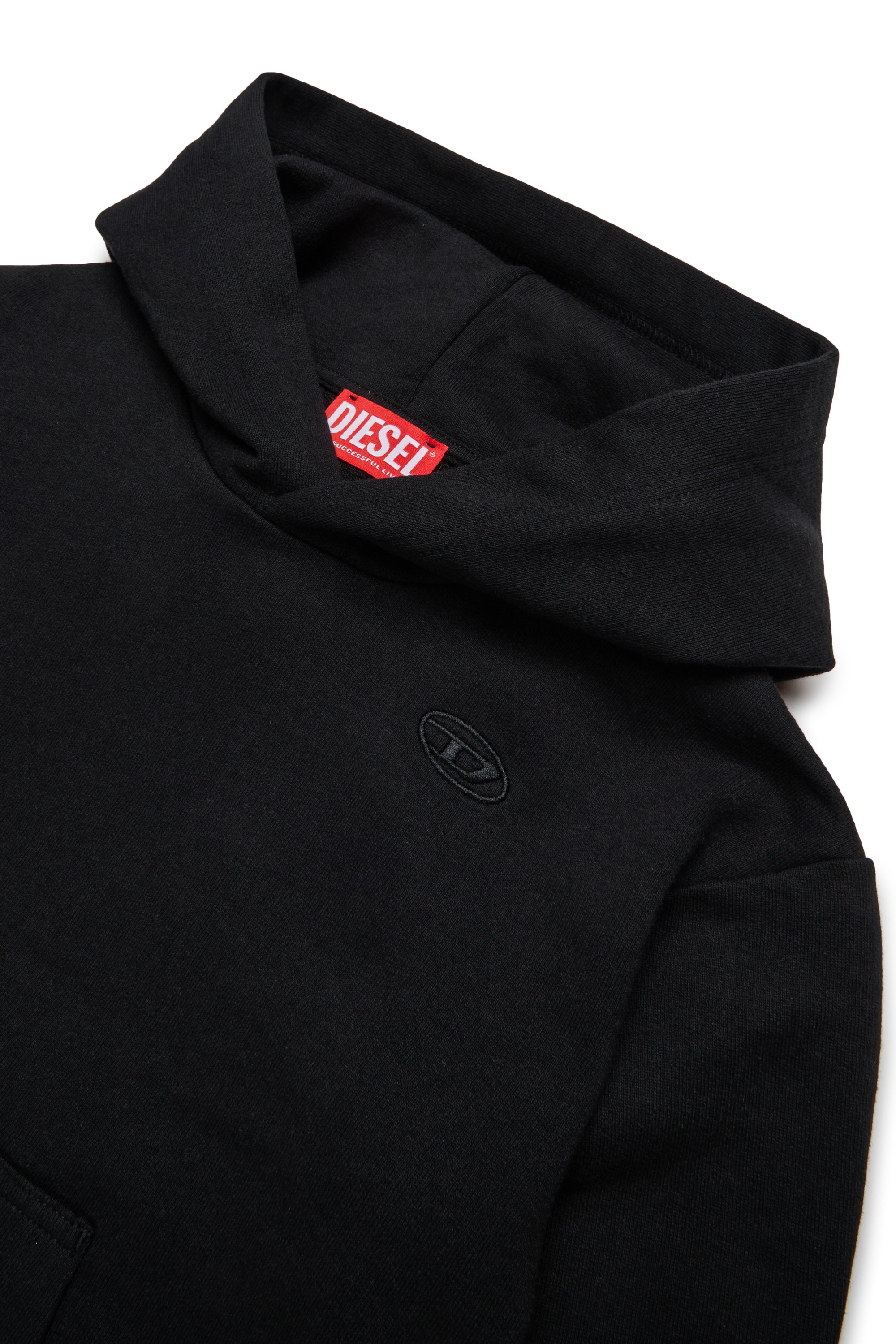 Diesel - SMACSHOODMEGOVALD OVER, Man's Hoodie with mega Oval D embroidery in Black - 3