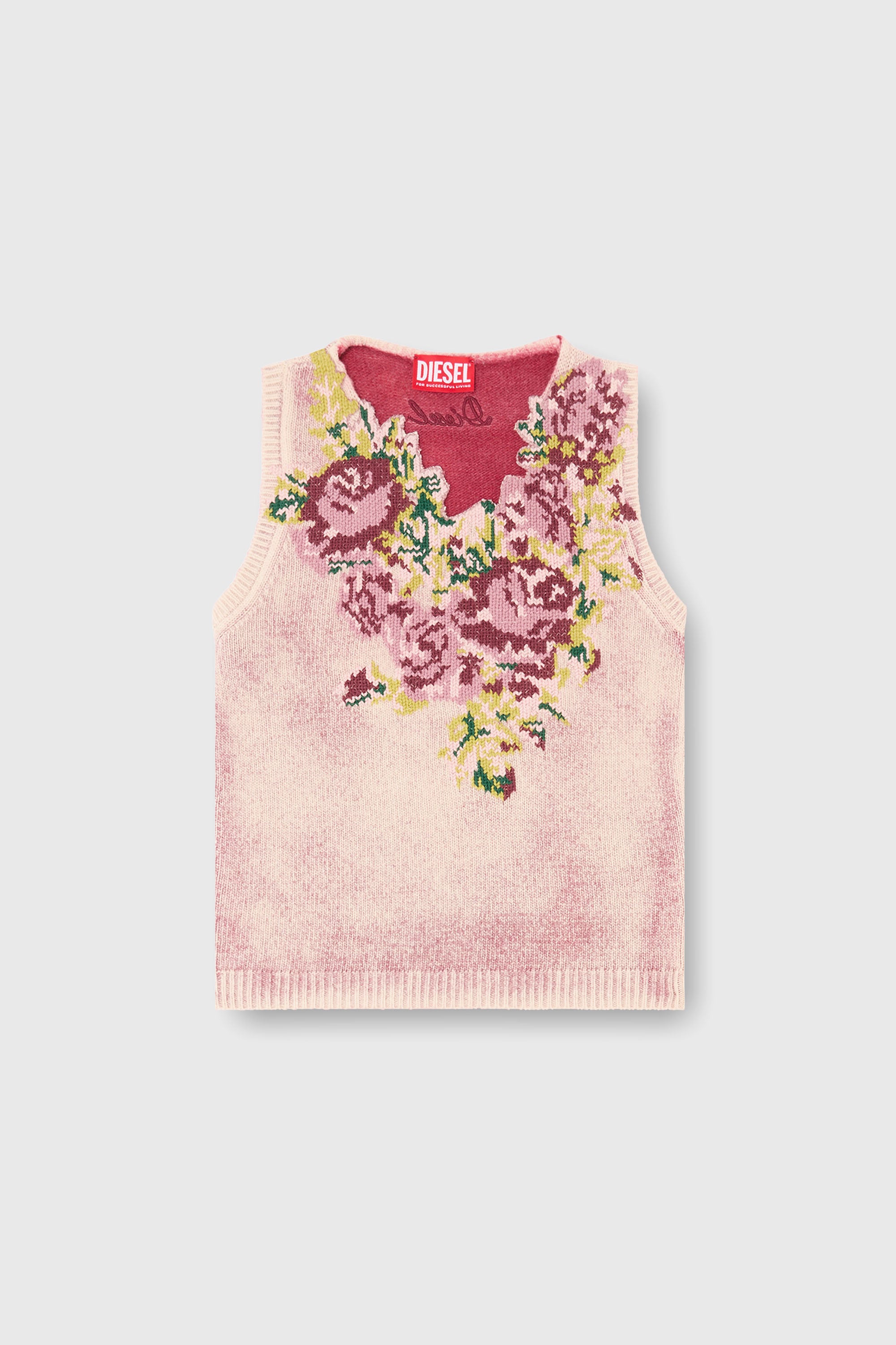 Diesel - M-RARIS, Woman's Knit vest in floral wool-blend knit in Pink - 2