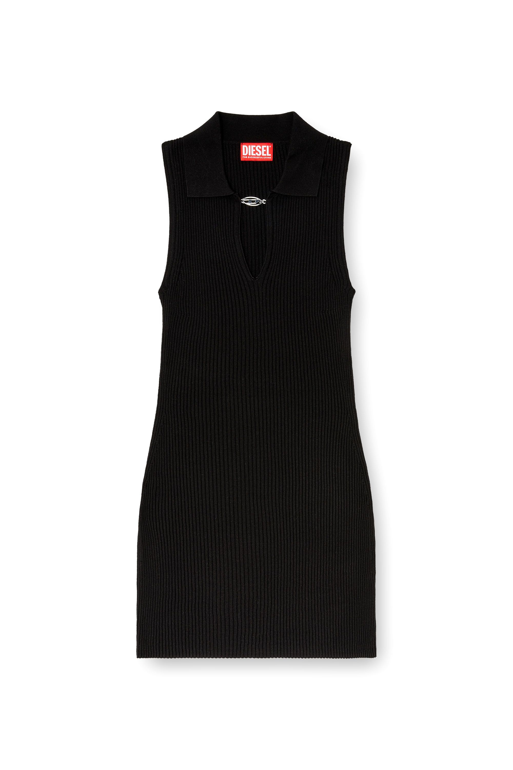 Diesel - M-LILMA, Woman's Short polo dress in silk-blend rib knit in null - 1