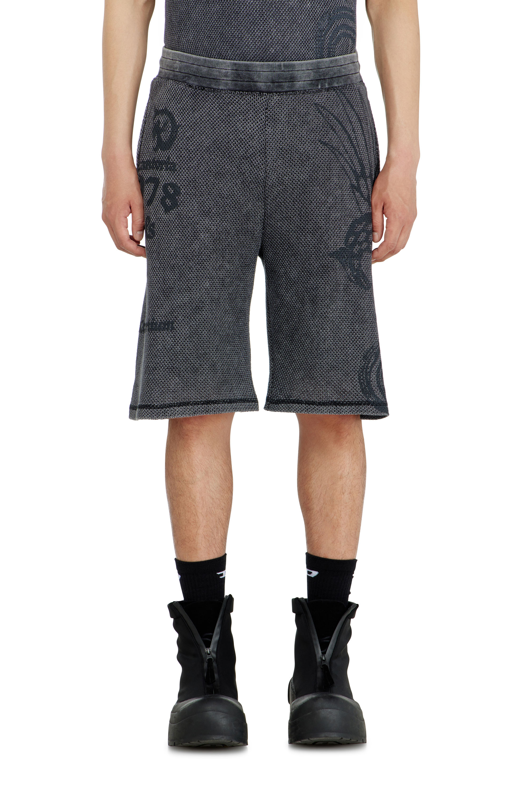 Diesel - P-ERRY, Man's Mesh cotton sweatshorts with prints in null - 2