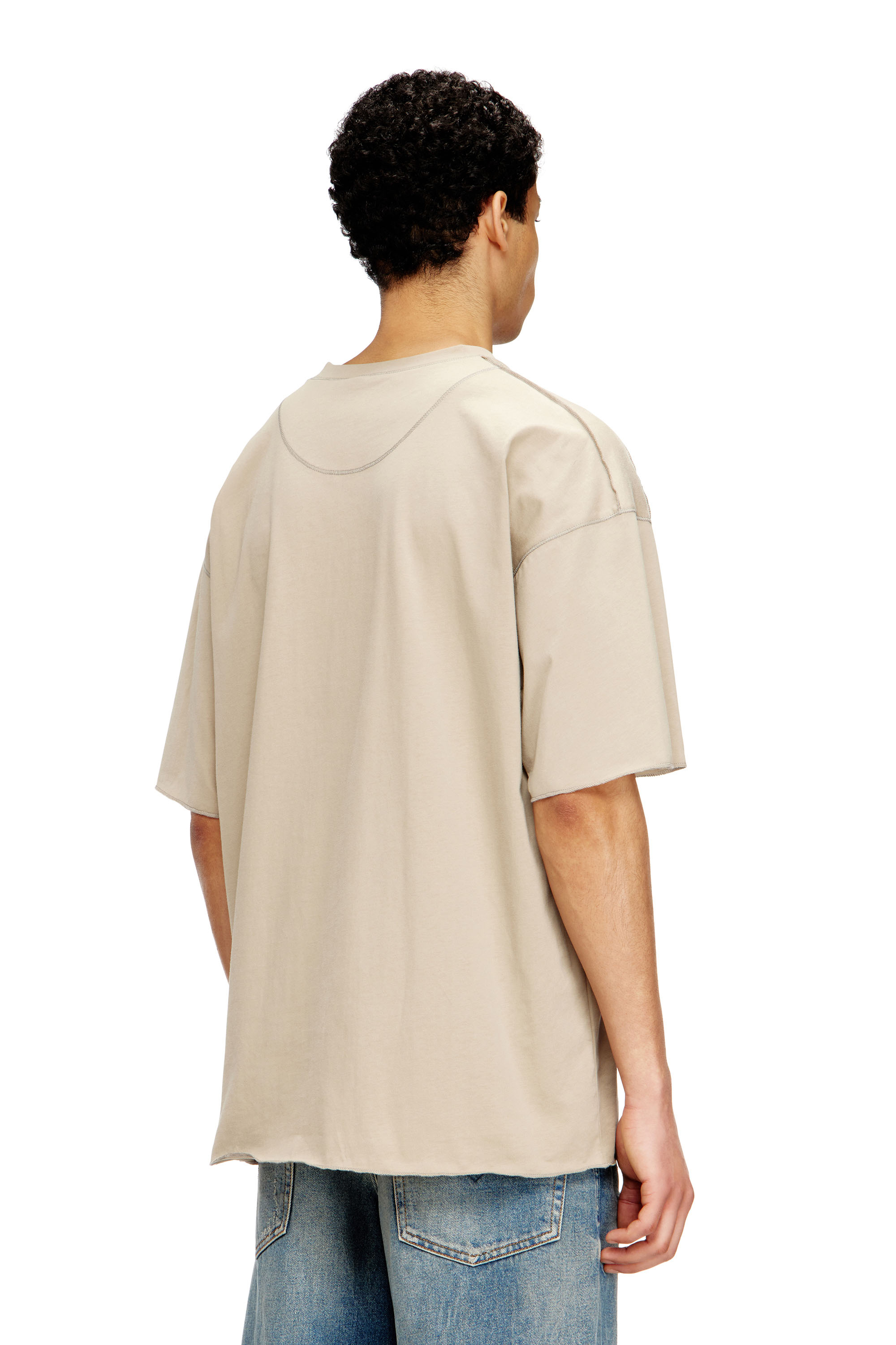 Diesel - T-CRAHOR-BOXT-T1, Man's Cotton T-shirt with micro embroidery in Beige - 4