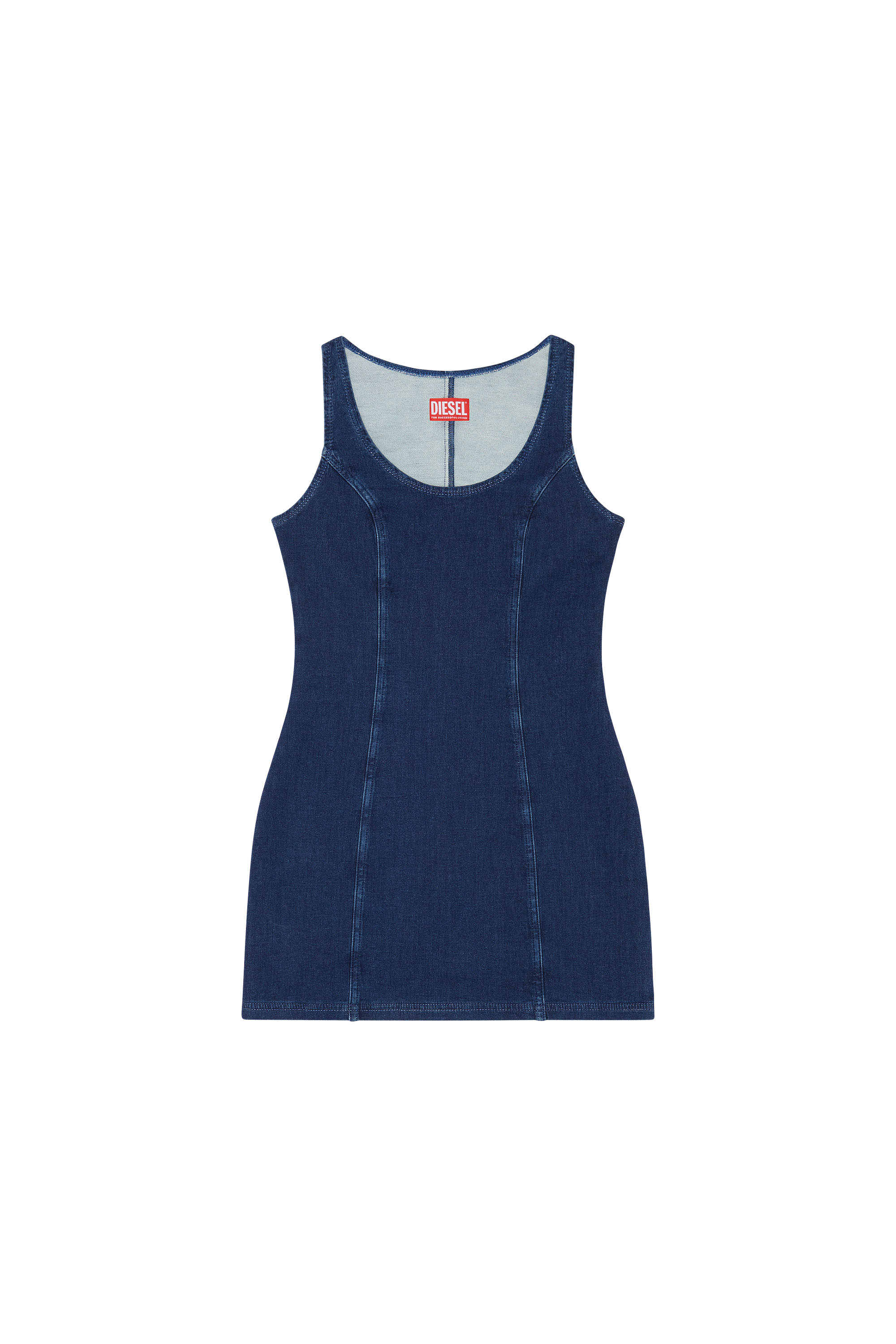 Diesel - D-VENUS TRACK DENIM TANK DRESS, Dark Blue - Image 5