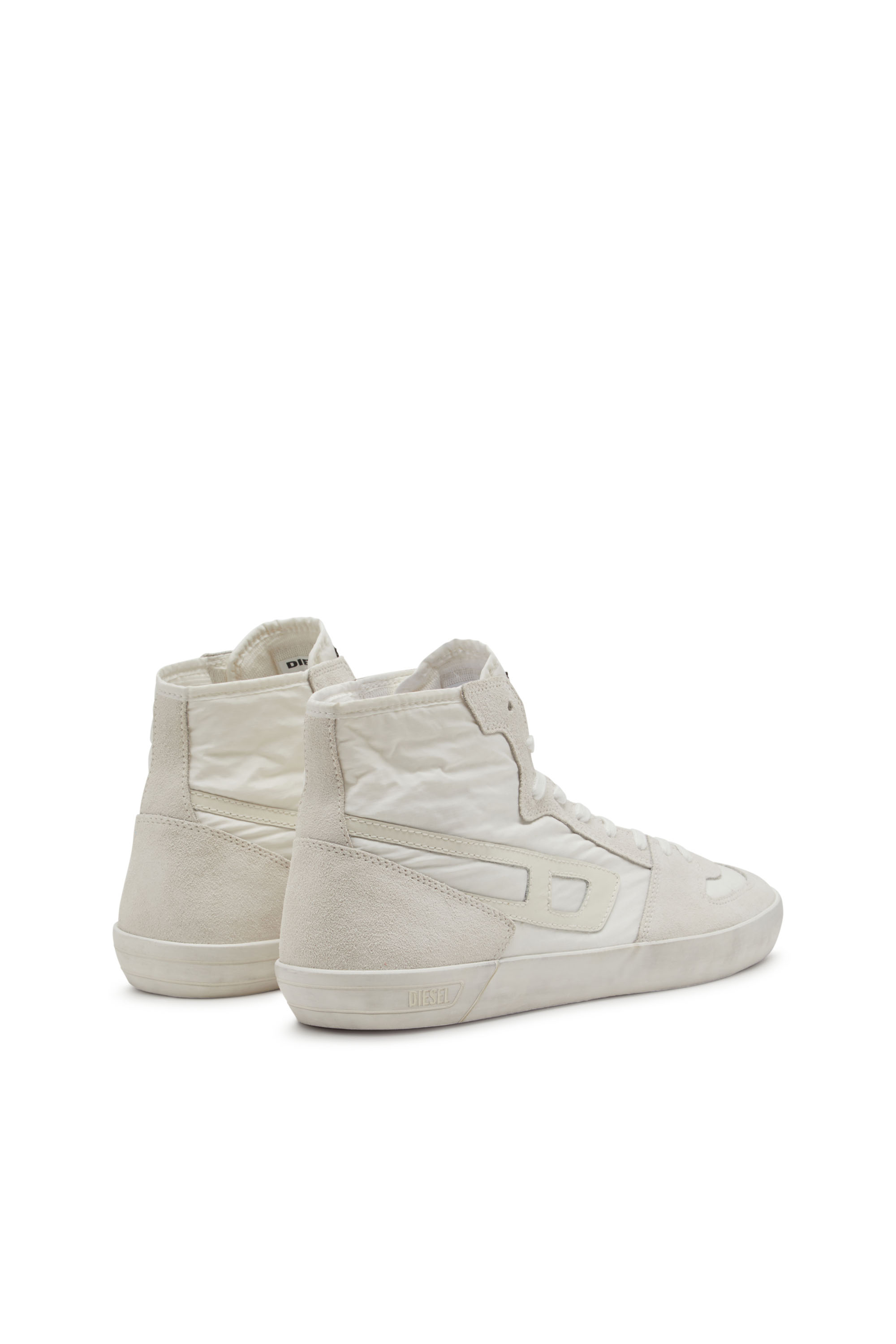 Diesel - S-LEROJI D-1 MID, Man's Padded-ripstop and suede high-top sneakers in White - 3