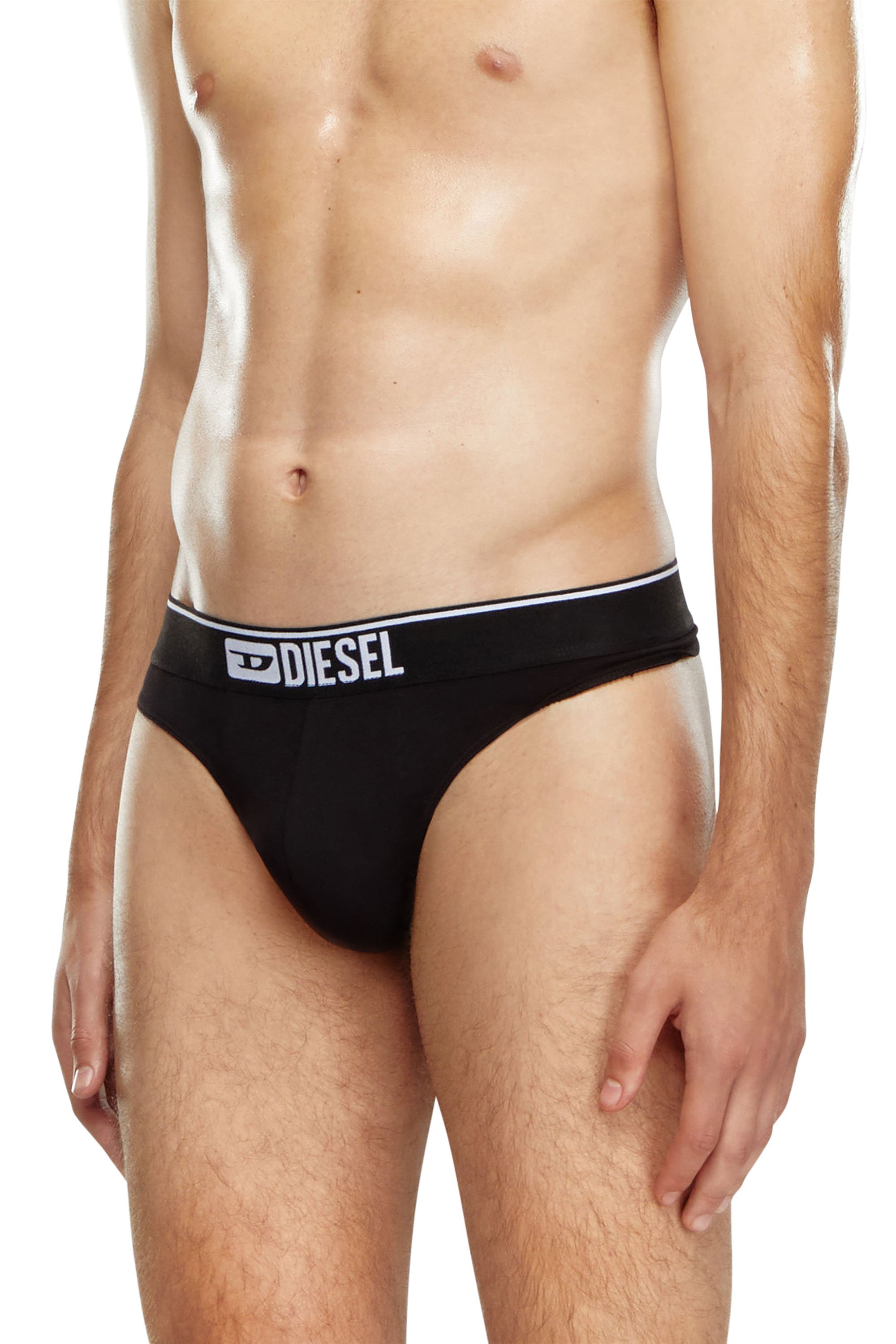 Diesel - UMBR-STRINGTHREEPACK, Man's Three-pack of thongs with logo waist in Black - 2