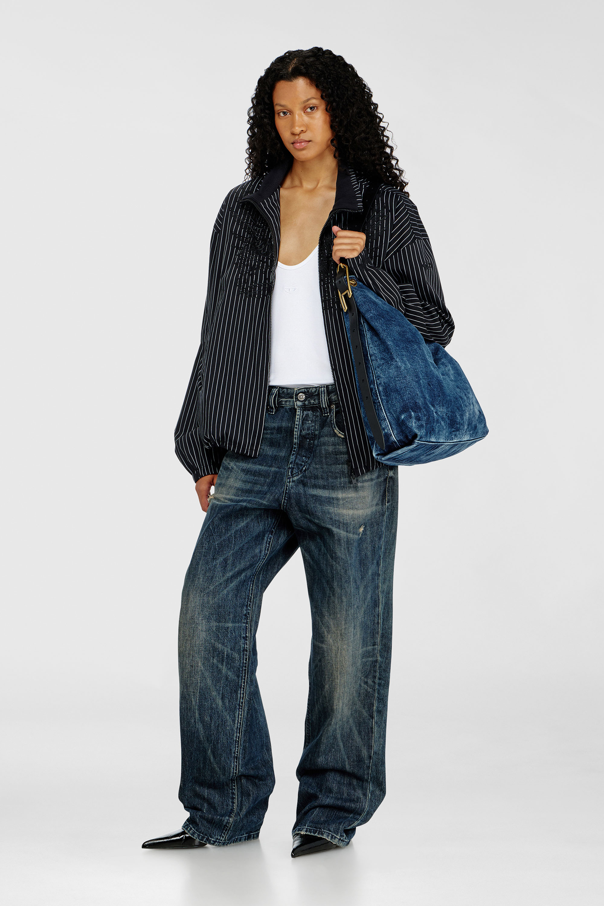 Diesel - D-LINE HOBO L, Woman's D-Line-Denim hobo bag in Medium blue - 1
