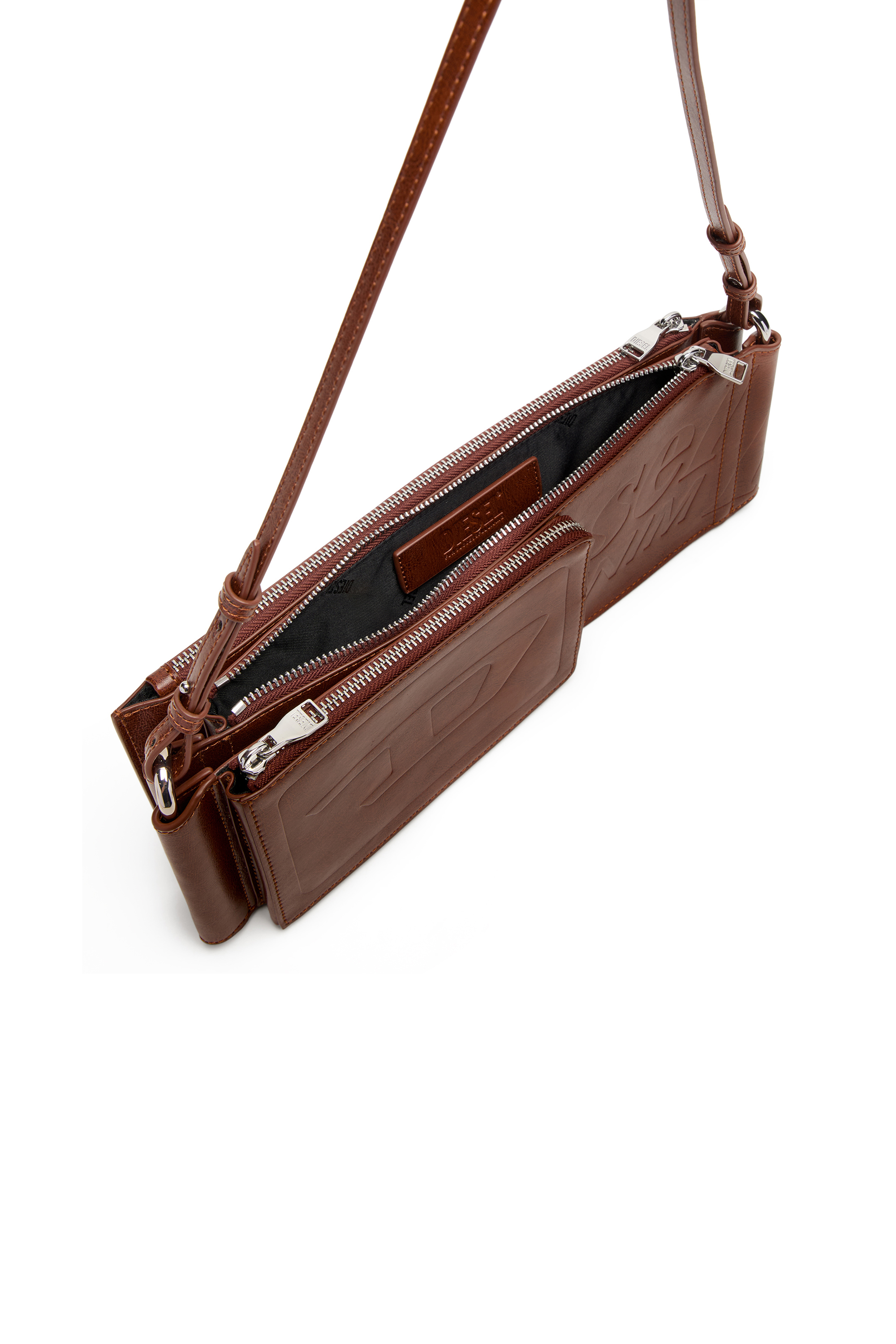 Diesel - FLAG-D SHOULDER BAG X, Unisex's Flag-D-Modular logo-embossed shoulder bag in Brown - 3