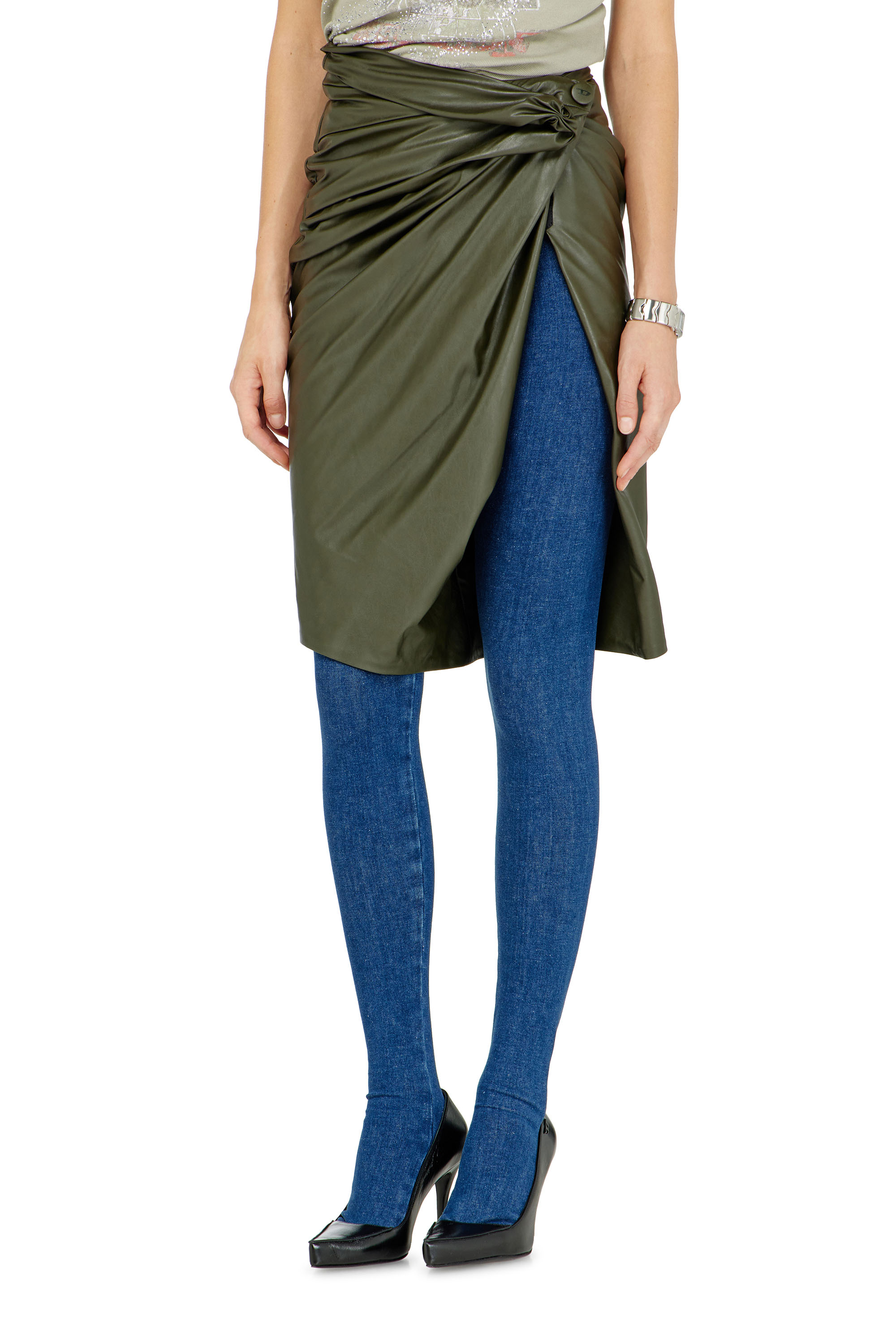 Diesel - O-DASLI, Woman's Draped pencil skirt with split in null - 2