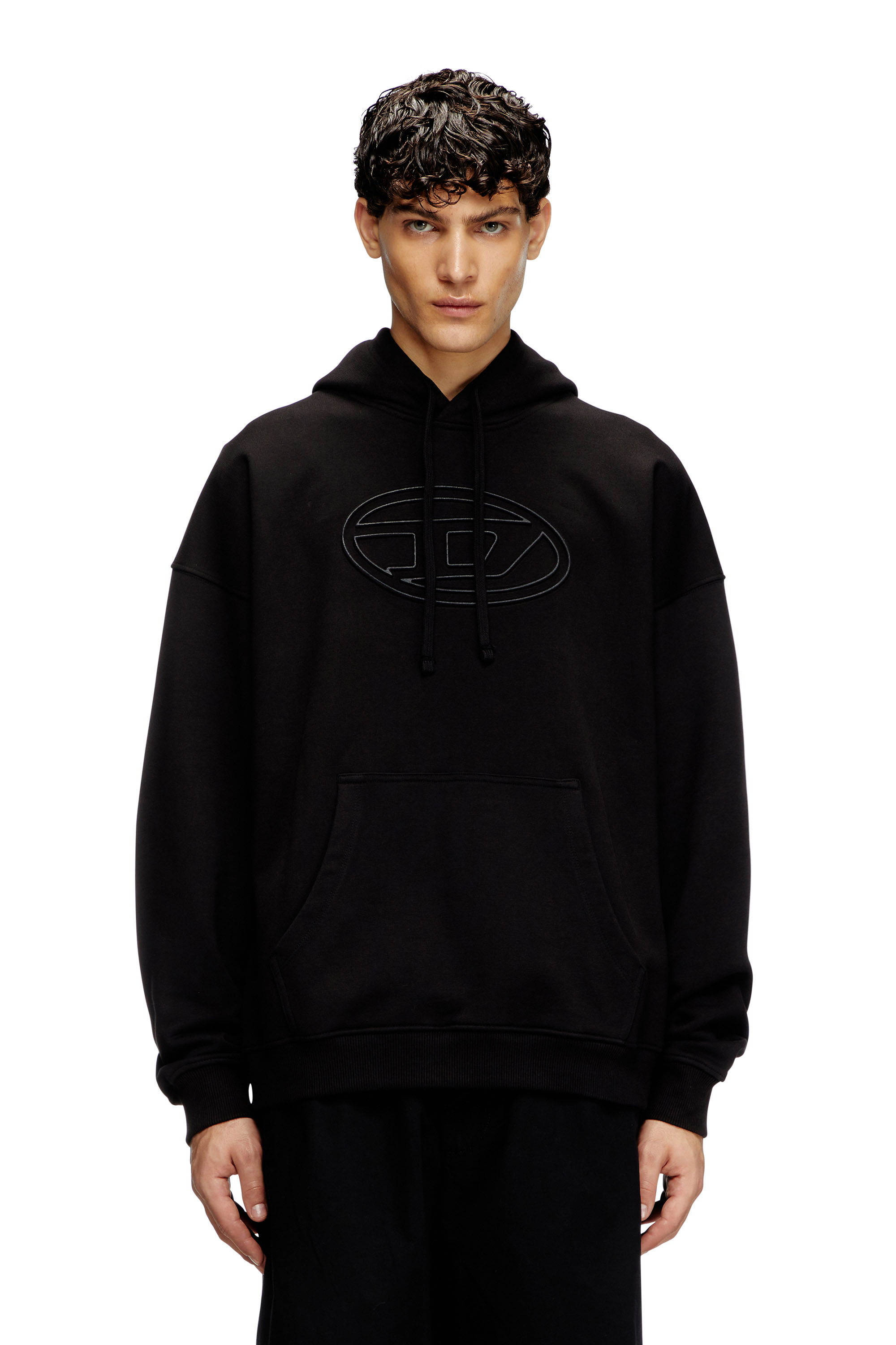 Diesel - S-UMMER-BIGOVAL, Man's Hoodie with embossed Oval D in Black - 1