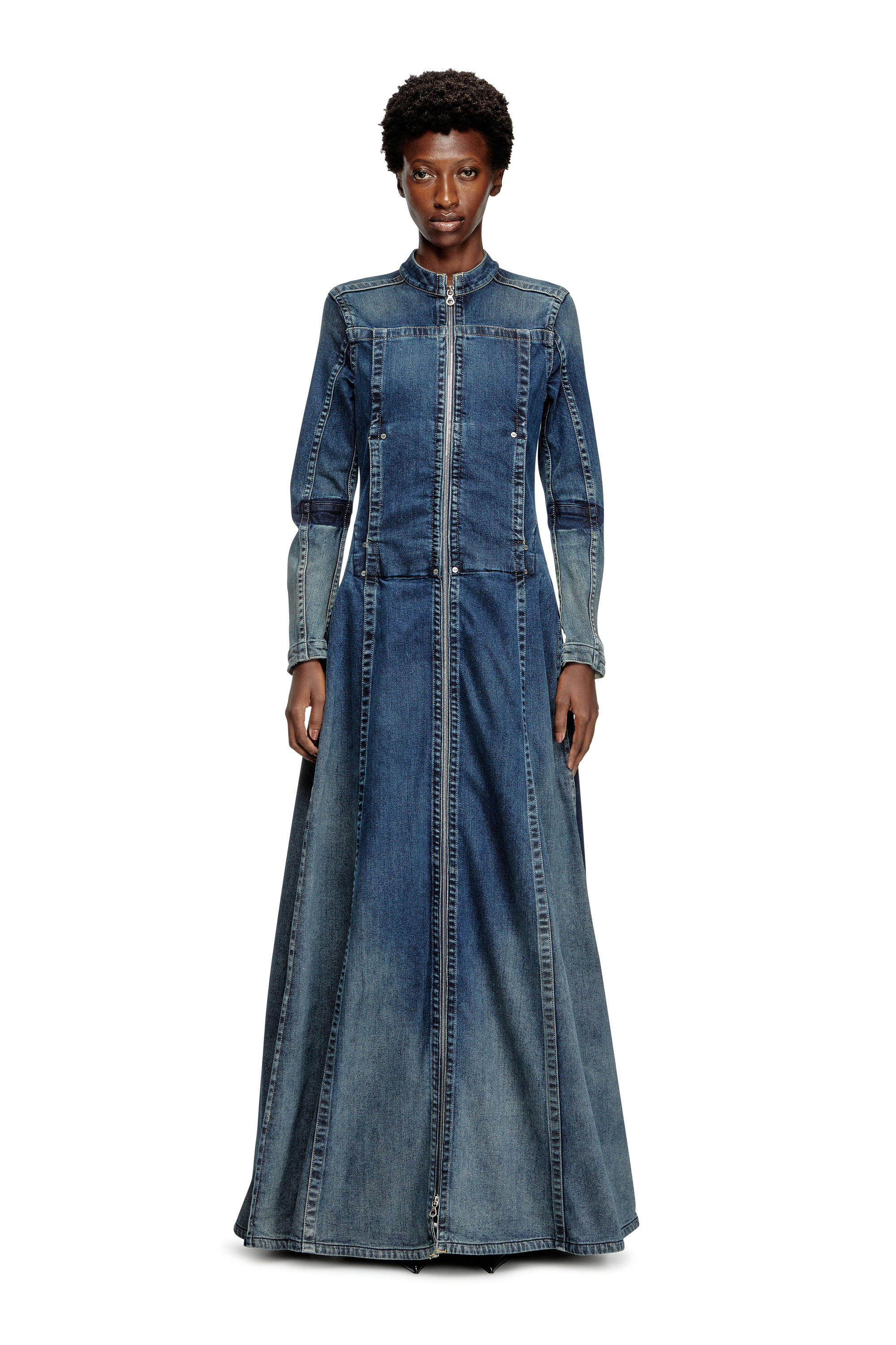 Diesel - DE-RO1-RE-FSG, Woman's Maxi dress in Rehab denim in Medium blue - 3