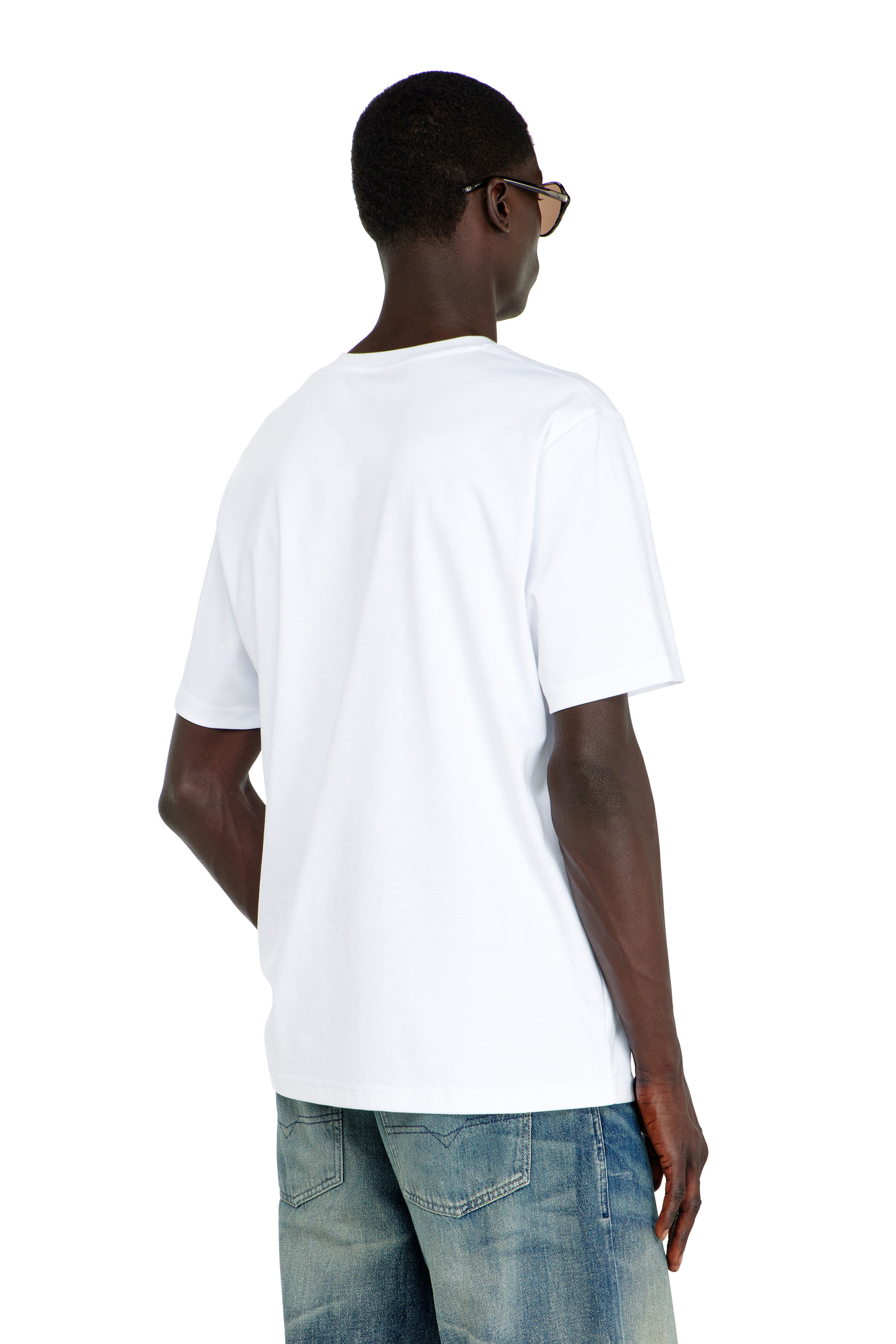 Diesel - T-ADJUST-V-MICRODIV, Man's V-neck T-shirt with micro logo embroidery in White - 4