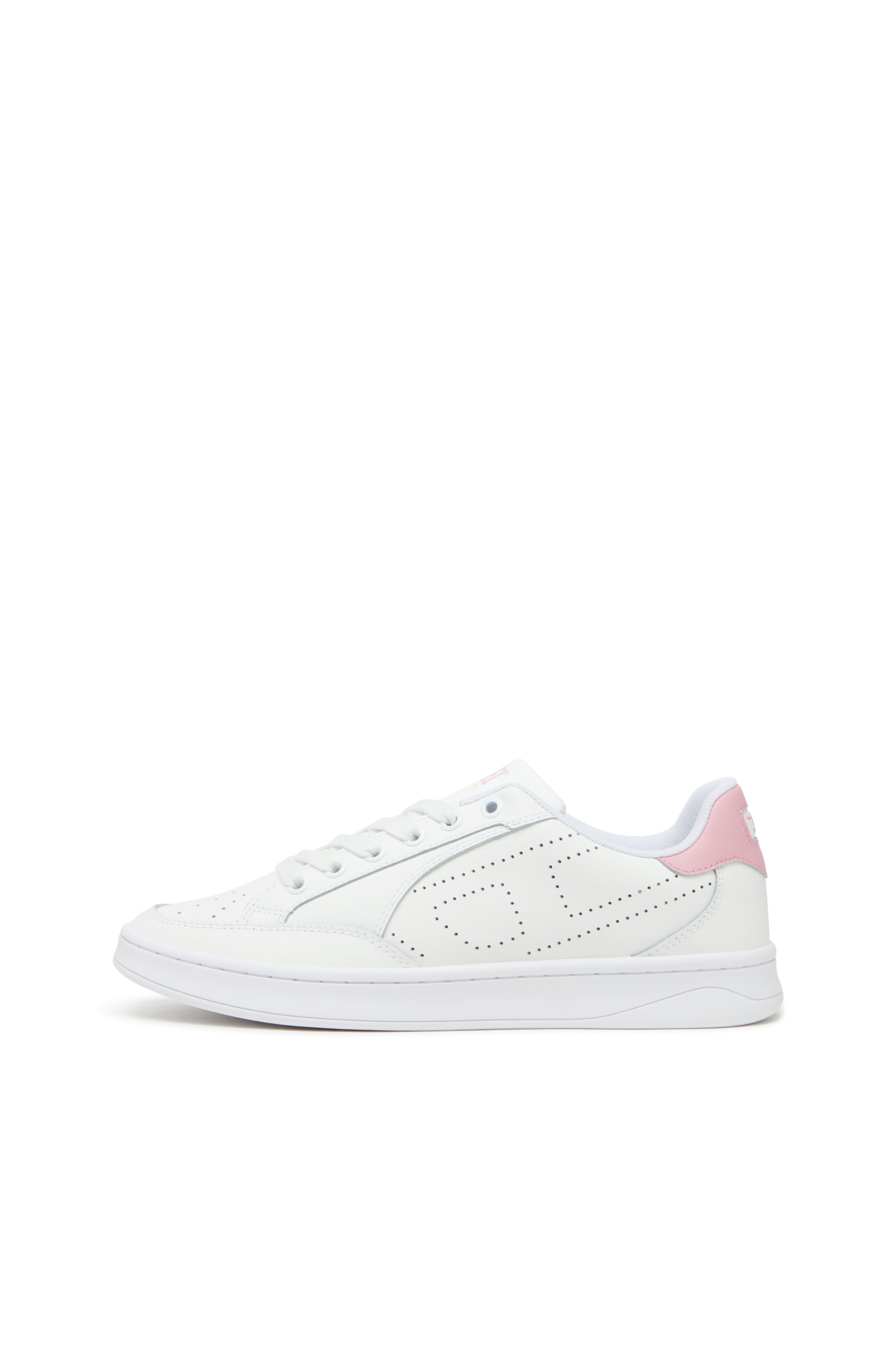 Diesel - S-DAKOTA LOW W, Woman's Leather sneakers with perforated logo in White/Pink - 7