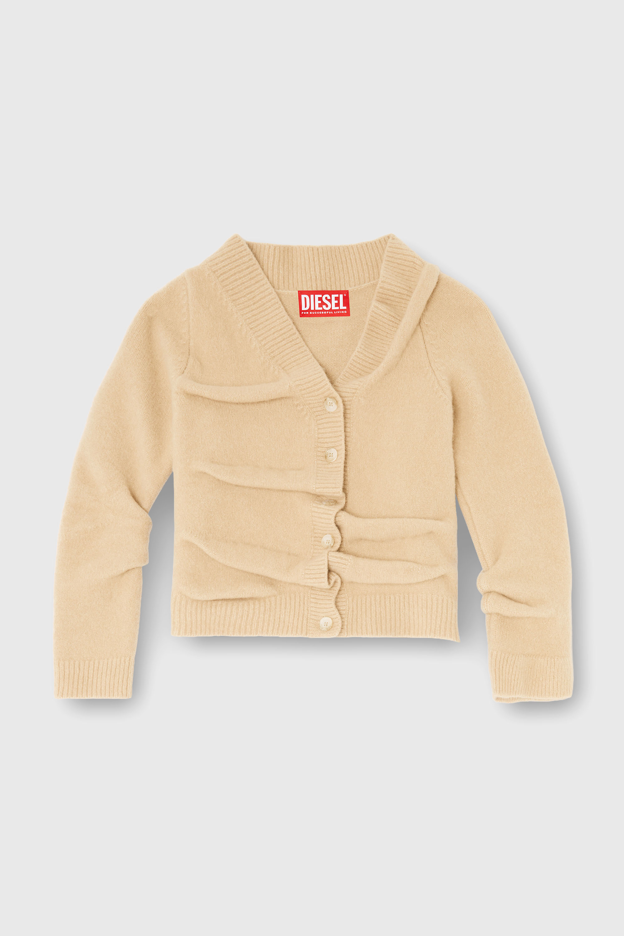 Diesel - M-AVA, Woman's Cropped cardigan in wrinkled boiled knit in Beige - 1