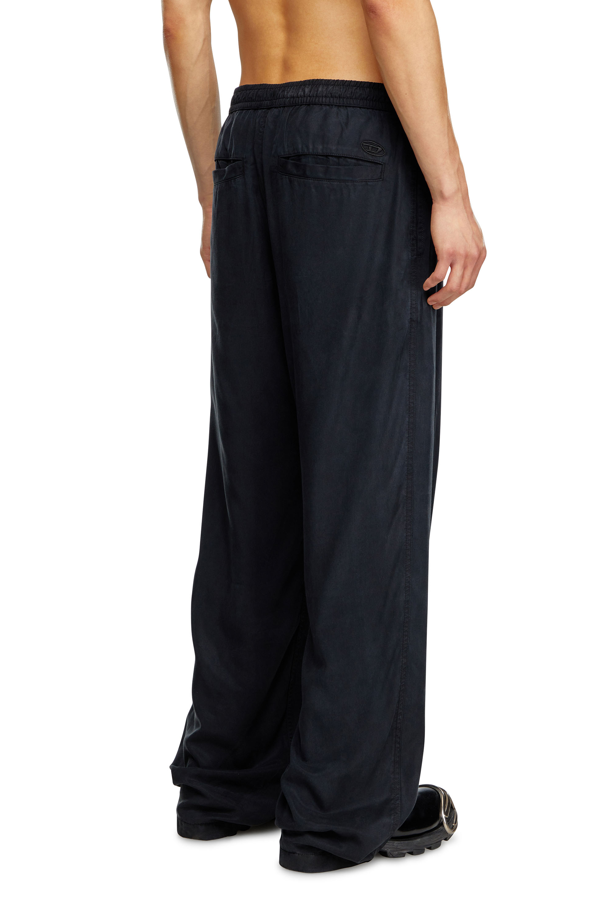 P-DREYER-C, Black Diesel - P-DREYER-C, Man's Drawstring pants in faded twill in Black - 4