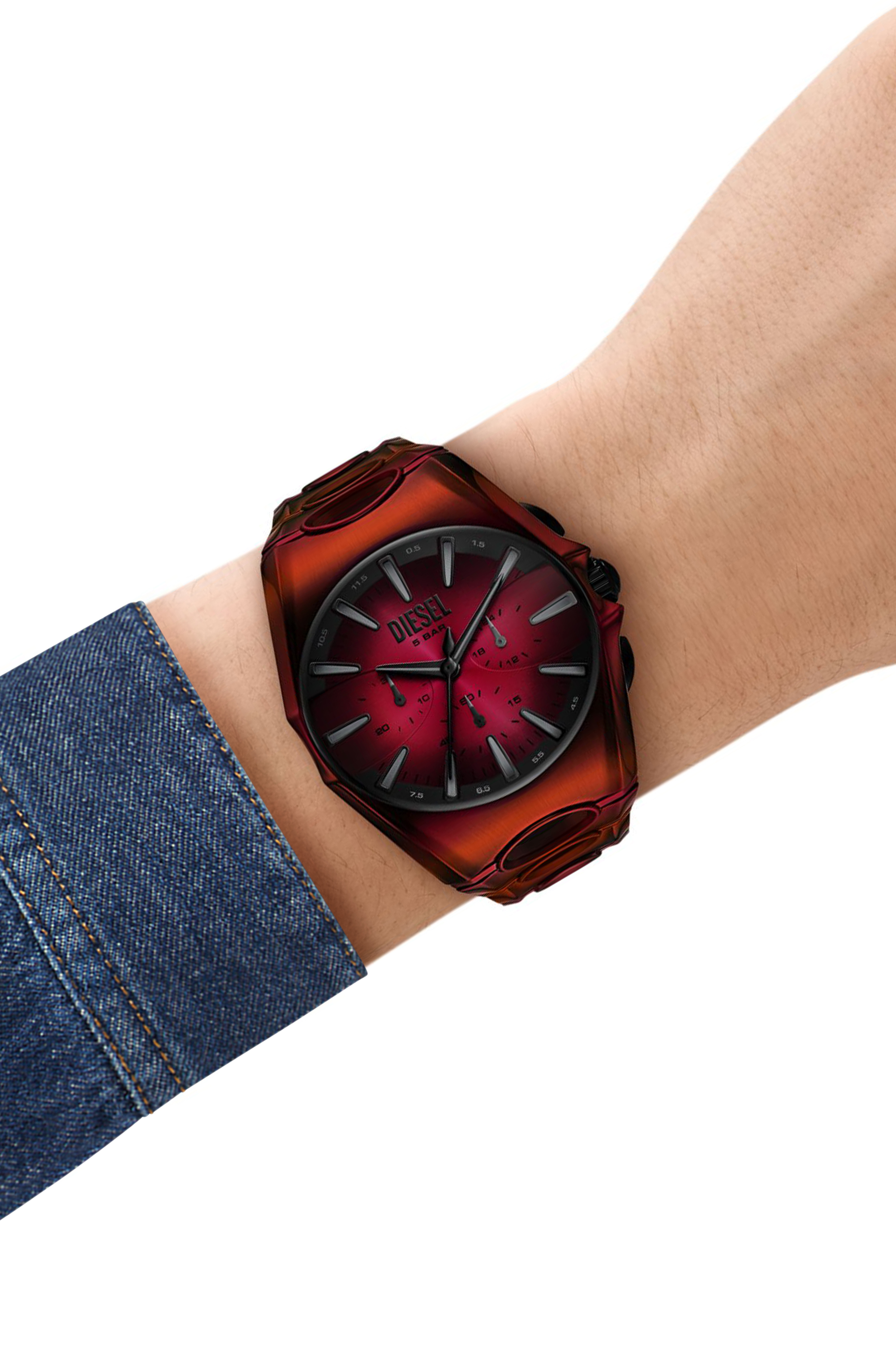 Diesel - DZ4693 WATCH, Man's D-Curve red stainless steel watch in Red - 4
