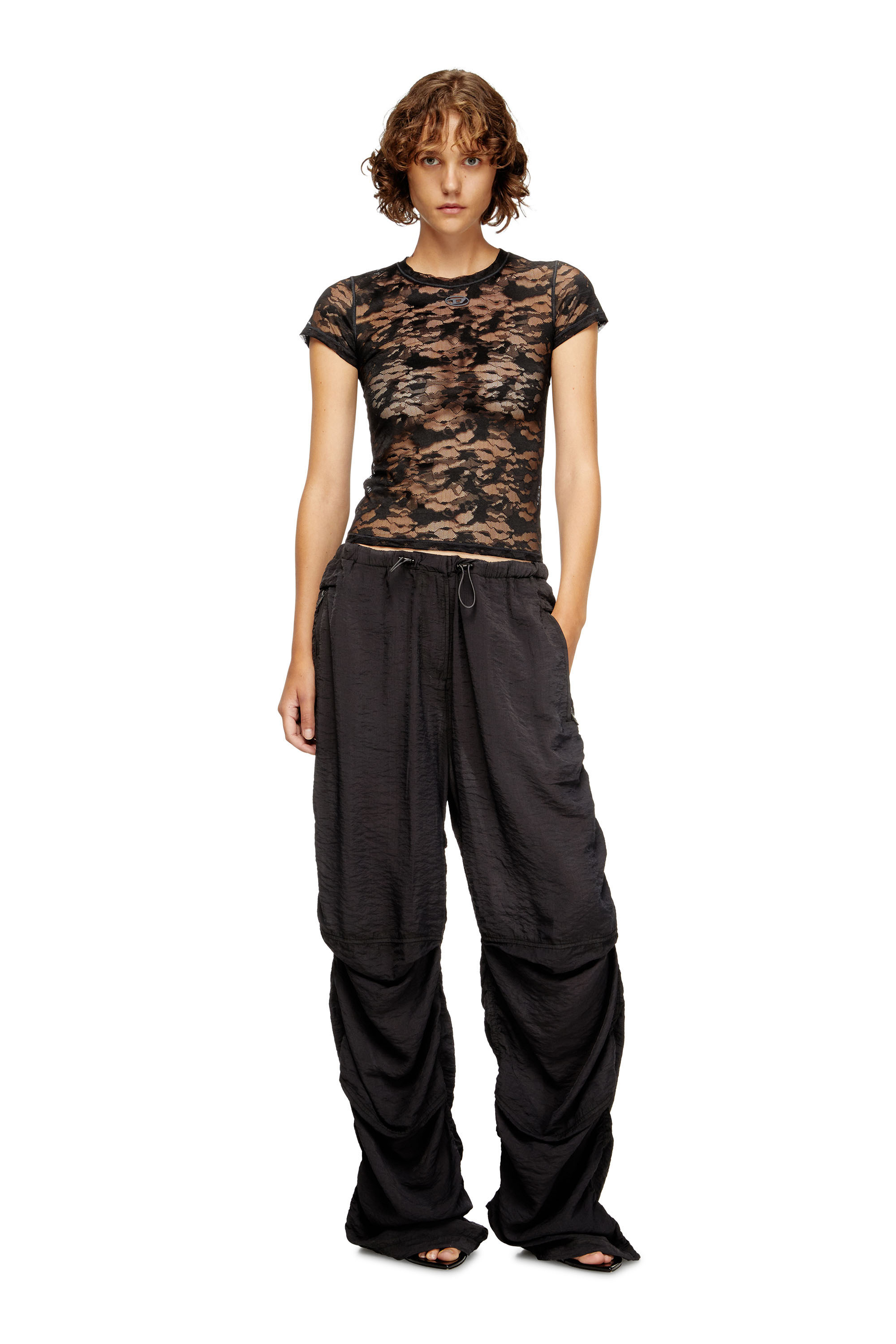 Diesel - KASIA-UTLT, Woman's Camo lace T-shirt in Black - 4