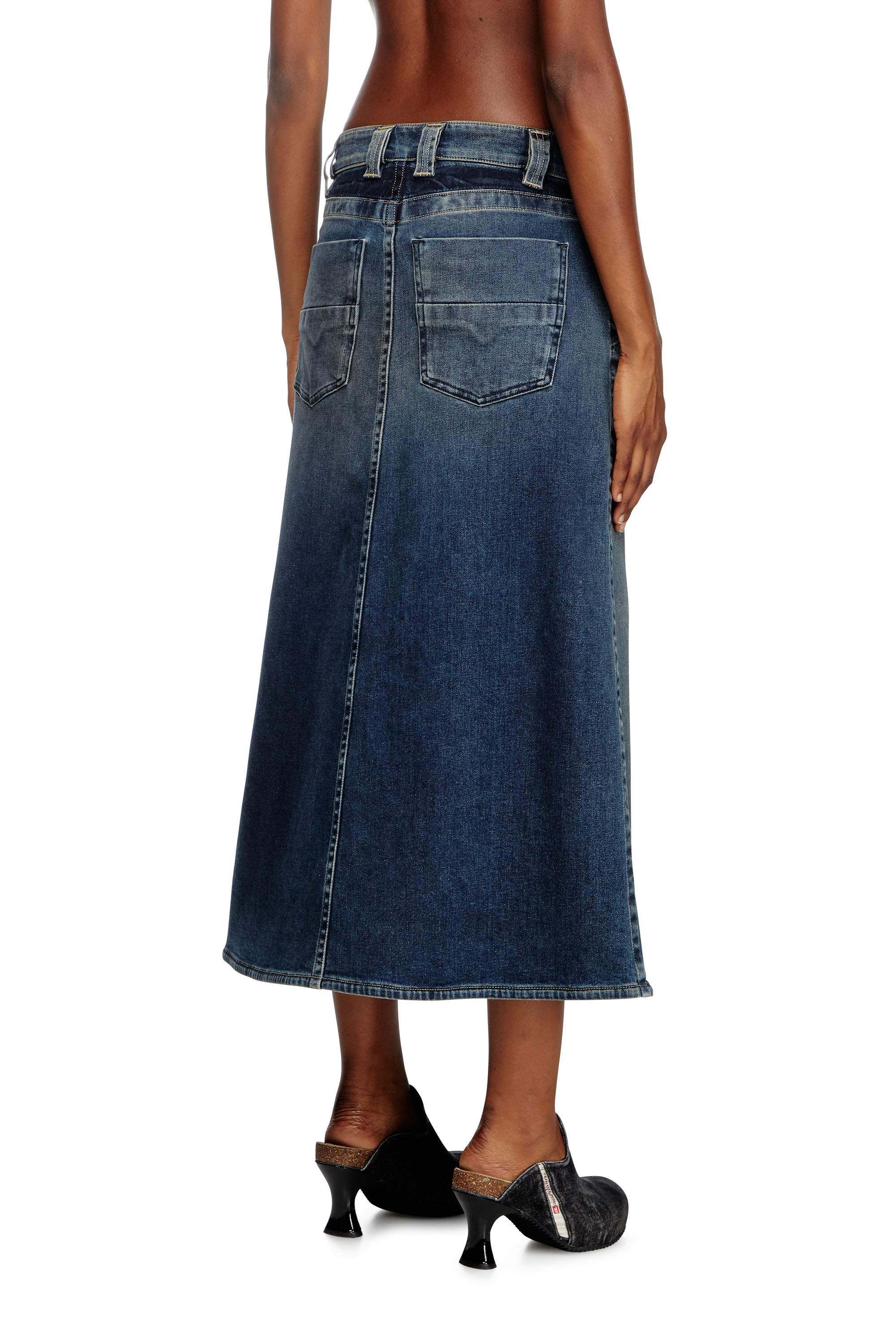 Diesel - DE-PAGO-MID-RE, Woman's Midi skirt in Rehab denim in Dark Blue - 4