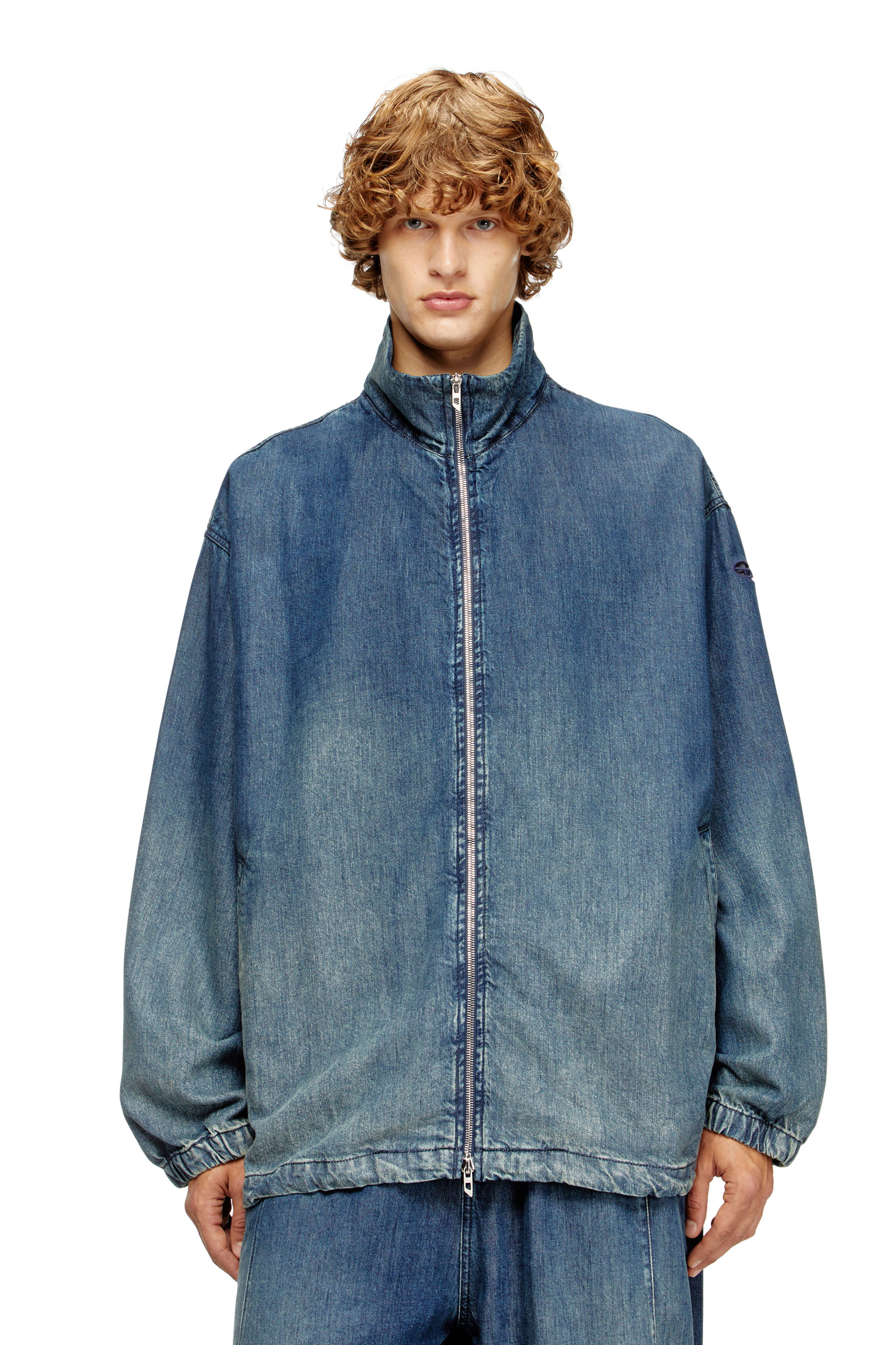 D-KRAP-S6, Medium blue Diesel - D-KRAP-S6, Man's Zipped jacket in fluid denim in Medium blue - 3
