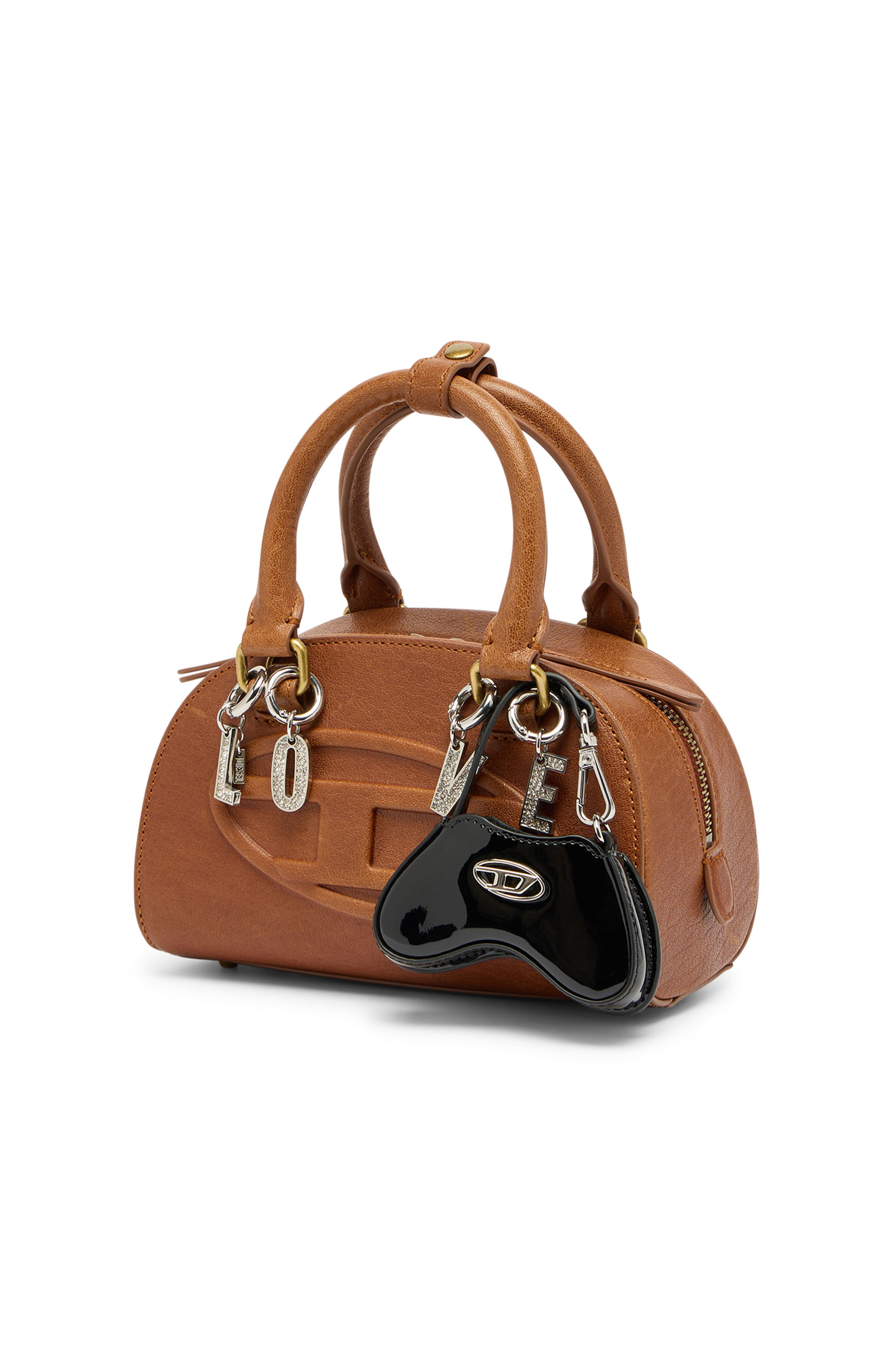 Diesel - 1DR DOME CROSSBODY, Woman's 1DR Dome-Mini bowling bag in pull-up leather in Camel - 2