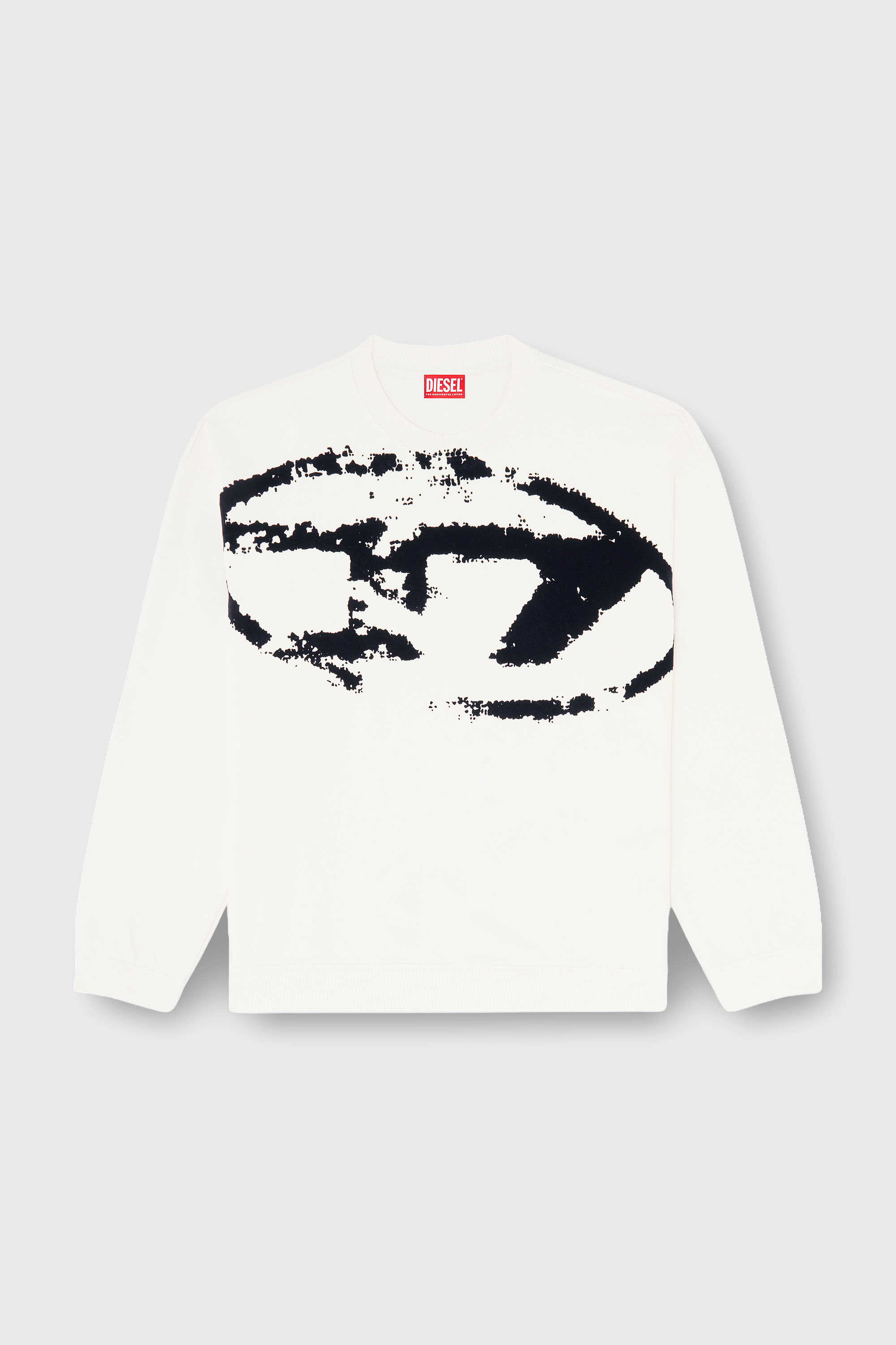 Diesel - S-BOXT-N5, Man's Cotton sweatshirt with flocked Oval D in Black/White - 2