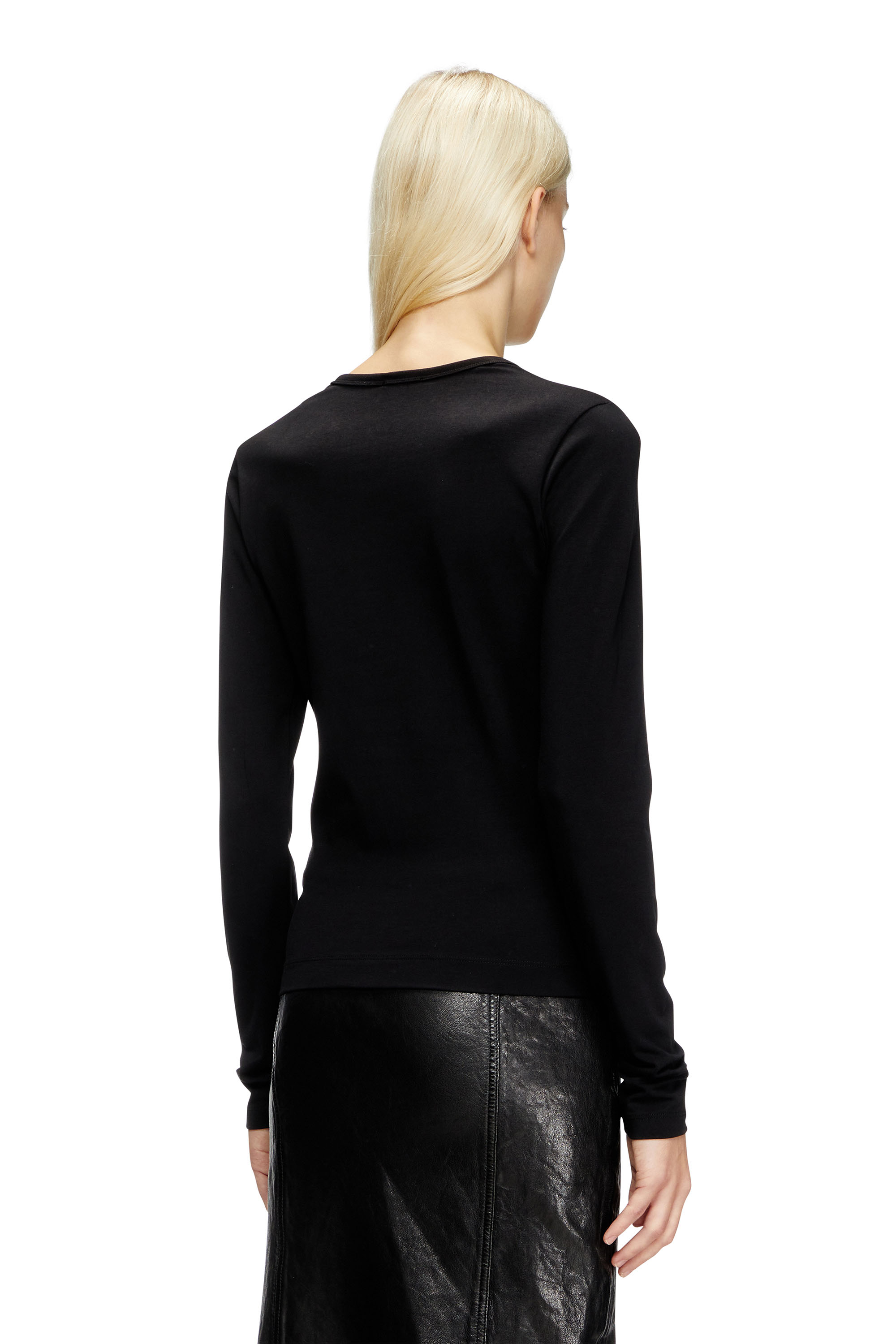 T-ANGIE-LS, Black Diesel - T-ANGIE-LS, Woman's Long-sleeve T-shirt with cut-out logo in Black - 4