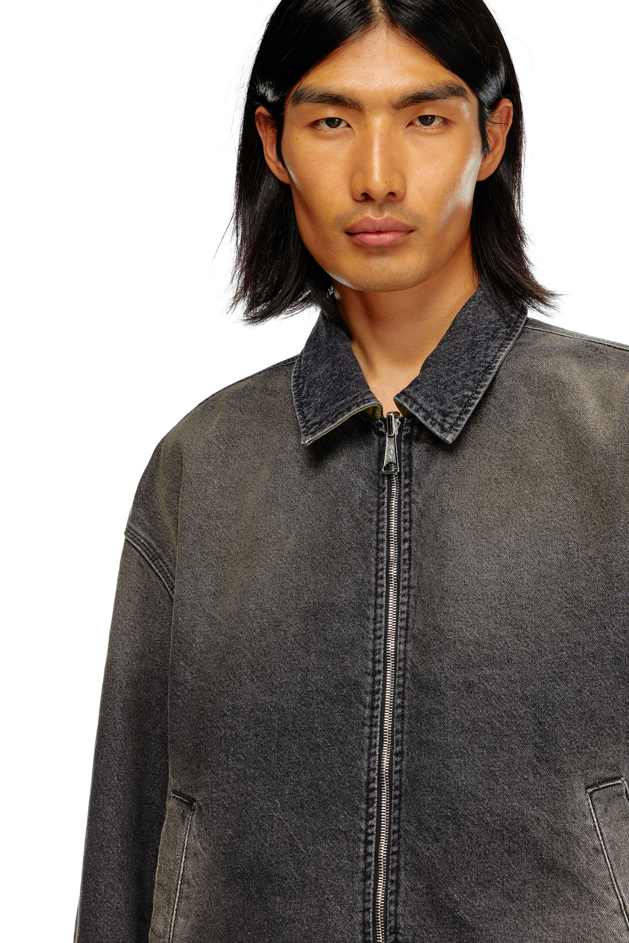 Diesel - D-STACK-S, Man's Reversible jacket in denim and nylon in Black - 5